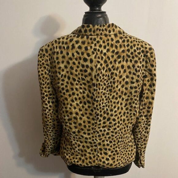 Judith Hart Leopard Print Tan/Black 3 button blazer. size 16 - Picture 2 of 3